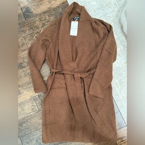 Brown Knit Belted Coatigan